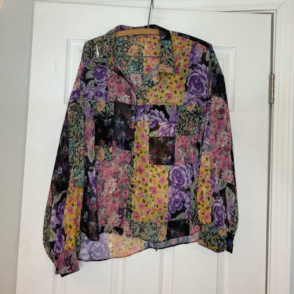 Zara The Amelie Floral Patchwork Button Down
Shirt Womens Size Large - Picture 2 of 5